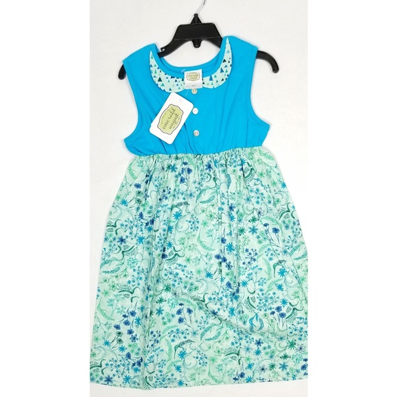 Emerald August Girls Blue Floral Sleeveless Dress - Picture 4 of 7